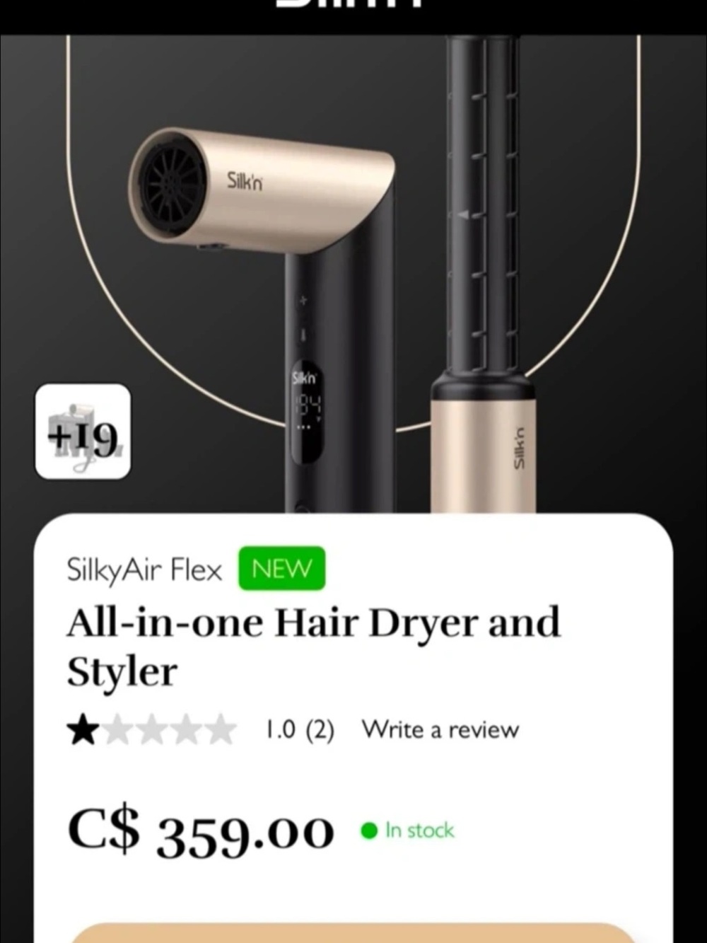 SilkyAir Flex All-in-One Hair Dryer and Styler - Black & Gold
